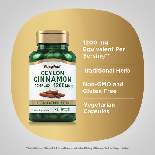 Ceylon Cinnamon Complex, 1200 mg (per serving), 200 Vegetarian Capsules Benefits