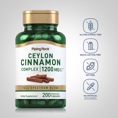 Ceylon Cinnamon Complex, 1200 mg (per serving), 200 Vegetarian Capsules Dietary Attributes