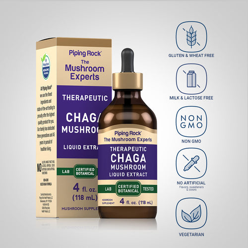 Chaga Mushroom Liquid Extract, 4 fl oz (118 mL) Dropper Bottle Dietary Attributes 