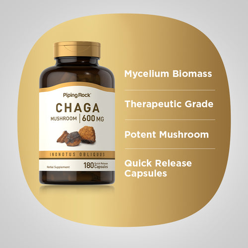 Chaga Mushroom, 600 mg, 180 Quick Release Capsules Benefits