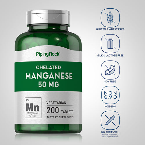 Chelated Manganese, 50 mg, 200 Tablets Dietary Attribute