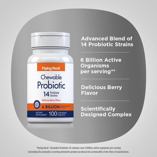 Chewable Probiotic 14 Strains 6 Billion Organisms (Berry), 100 Chewable Tablets Benefits