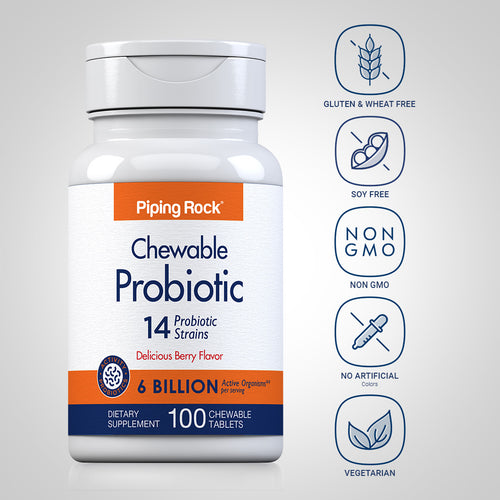 Chewable Probiotic 14 Strains 6 Billion Organisms (Berry), 100 Chewable Tablets Dietary Attributes 