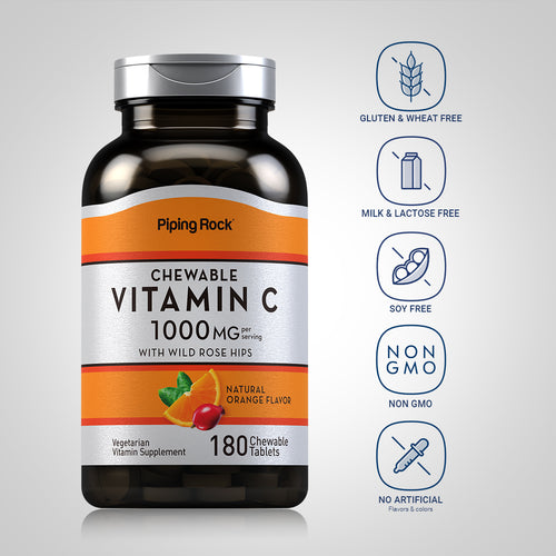 Chewable Vitamin C (Natural Orange), 1000 mg (per serving), 180 Chewable Tablets Dietary Attributes