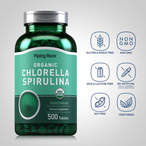 Chlorella Spirulina (Organic), 500 Tablets Dietary Attributes