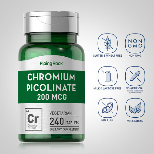 Chromium Picolinate, 200 mcg, 240 Tablets Dietary Supplements