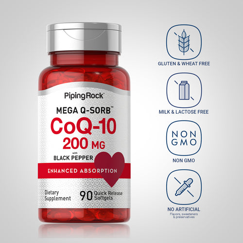 CoQ10, 200 mg, 90 Quick Release Softgels Dietary Attributes