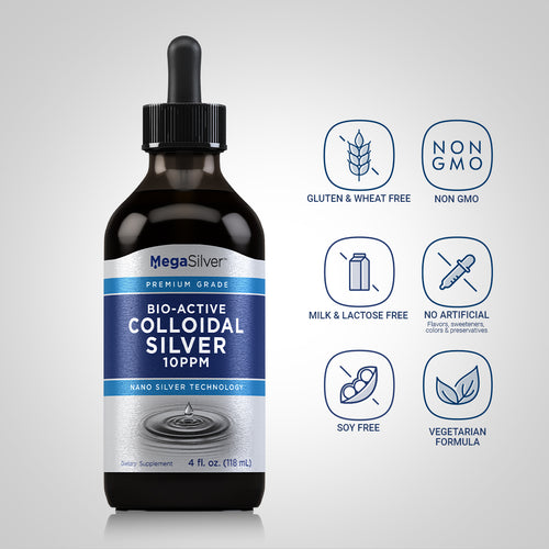 Colloidal Silver Liquid 10 ppm, 4 fl oz (118 mL) Bottle Dietary Attributes