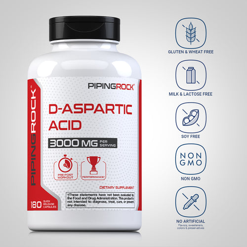 D-Aspartic Acid, 3000 mg (per serving), 180 Quick Release Capsules Dietary Attributes