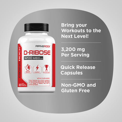 D-Ribose 100% Pure, 3200 mg (per serving), 120 Quick Release Capsules Benefits