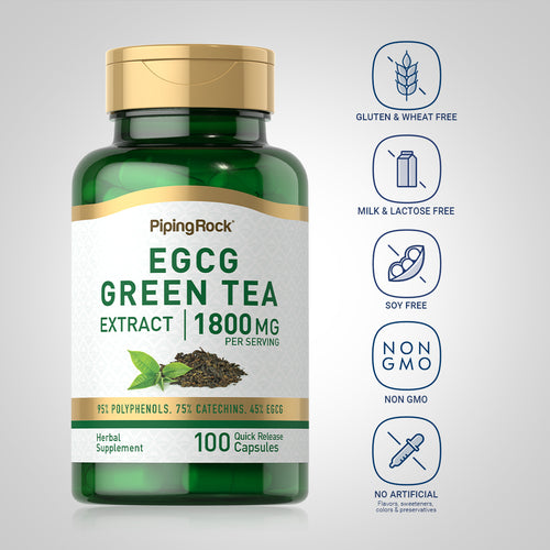 EGCG Green Tea Standardized Extract, 1800 mg (per serving), 100 Quick Release Capsules Dietary Attribute
