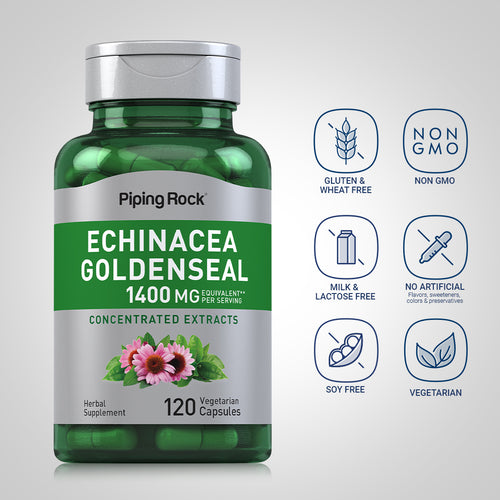 Echinacea Goldenseal, 1400 mg (per serving), 120 Vegetarian Capsules Dietary Attributes