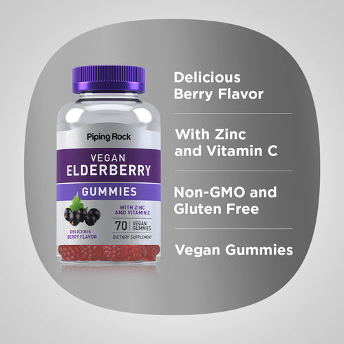 Elderberry Gummies (Delicious Berry), 70 Vegan Gummies Benefits