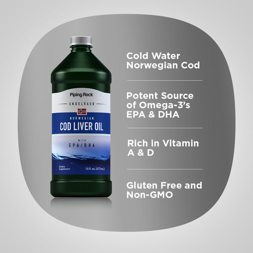 Engelvaer Norwegian Cod Liver Oil (Plain), 16 fl oz (473 mL) Bottle Benefits