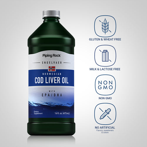 Engelvaer Norwegian Cod Liver Oil (Plain), 16 fl oz (473 mL) Bottle Dietary Attributes