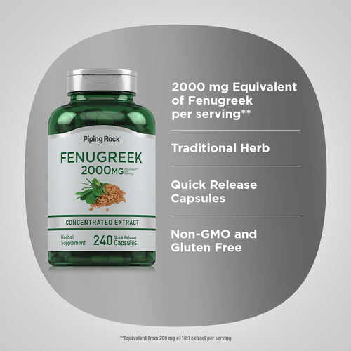 Fenugreek, 2000 mg (per serving), 240 Quick Release Capsules Benefits