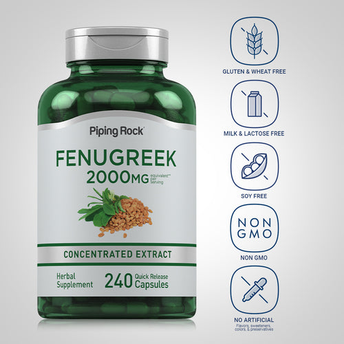 Fenugreek, 2000 mg (per serving), 240 Quick Release Capsules Dietary Attributes