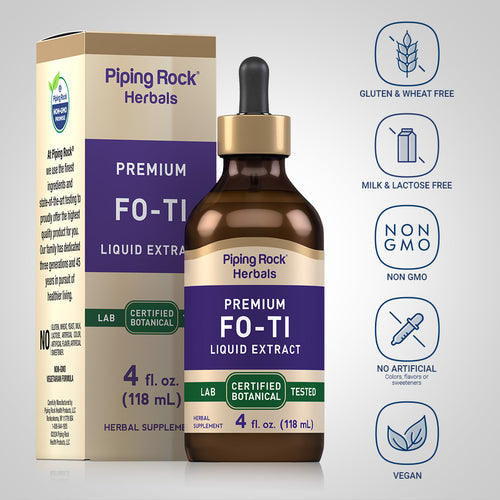 Fo-Ti Cured Root Liquid Extract (Alcohol + Sugar free), 4 fl oz (118 mL) Dropper Bottle Dietary Attributes