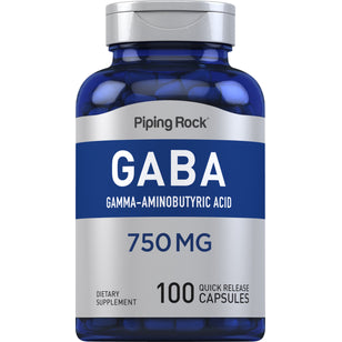 GABA (Gamma-Aminobutyric Acid), 750 mg, 100 Quick Release Capsules Bottle
