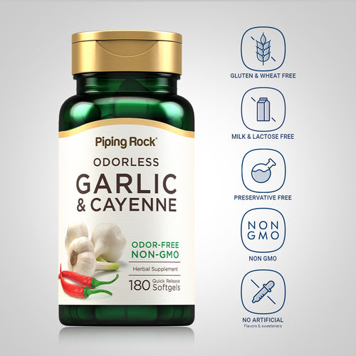 Garlic 1000 mg & Cayenne 150 mg, 180 Quick Release Softgels Dietary Attributes