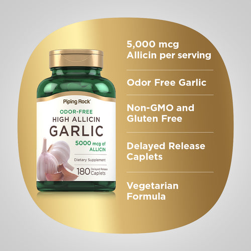 Garlic High Allicin Delayed Release (Odor Free), 500 mg, 180 Caplets Benefits
