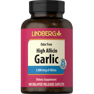 Garlic High Allicin Delayed Release (Odor Free), 100 Delayed Release Caplets