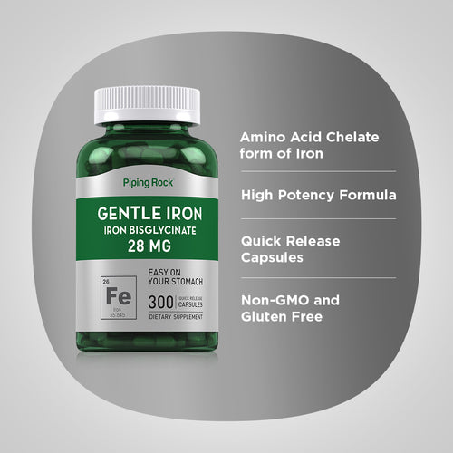 Gentle Iron (Iron Bisglycinate), 28 mg, 300 Quick Release Capsules Benefits