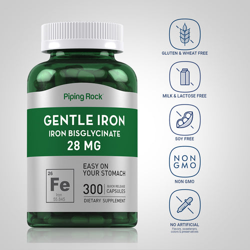 Gentle Iron (Iron Bisglycinate), 28 mg, 300 Quick Release Capsules Dietary Attributes 