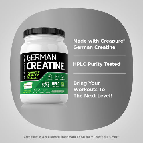 German Creatine Monohydrate (Creapure), 5000 mg (per serving), 2.2 lb (1000 g) Bottle Benefits