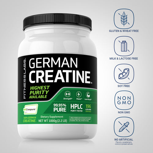 German Creatine Monohydrate (Creapure), 5000 mg (per serving), 2.2 lb (1000 g) Bottle Dietary Attributes