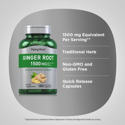 Ginger Root, 1500 mg (per serving), 180 Quick Release Capsules Benefits