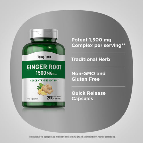 Ginger Root, 1500 mg (per serving), 200 Quick Release Capsules Benefits
