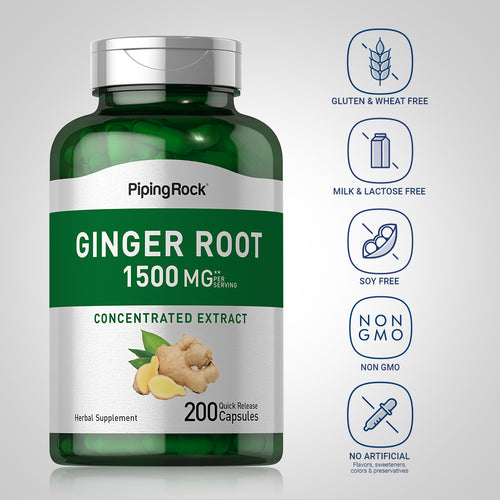 Ginger Root, 1500 mg (per serving), 200 Quick Release Capsules Dietary Attribute