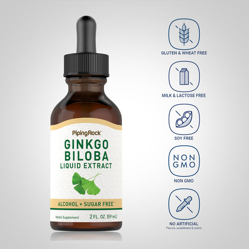 Ginkgo Biloba Liquid Extract Alcohol Free, 2 fl oz (59 mL) Dropper Bottle-Attribute