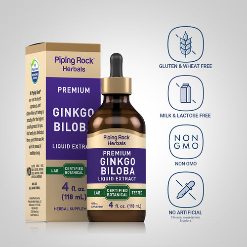 Ginkgo Biloba Liquid Extract Alcohol Free, 4 fl oz (118 mL) Dropper Bottle Dietary Attributes