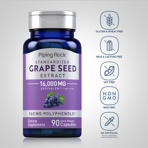 Grape Seed Extract, 16,000 mg (per serving), 90 Quick Release Capsules Dietary Attributes