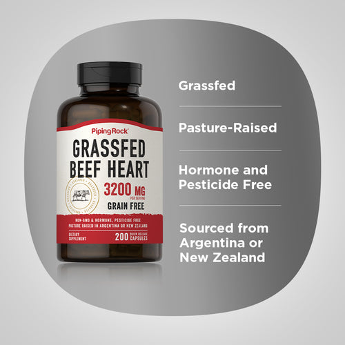 Grass Fed Beef Heart, 3200 mg (per serving), 200 Quick Release Capsules Benefits