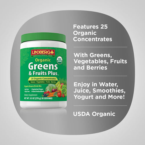 Greens & Fruits Plus Organic, 9.5 oz (270 g) Bottle Benefits 