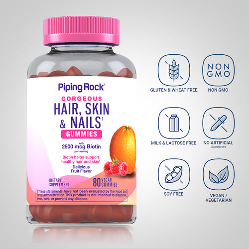 Hair, Skin & Nails Gummies (Delicious Fruit), 80 Vegan Gummies Dietary Attributes