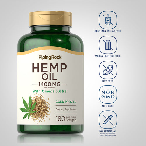 Hemp Seed Oil (Cold Pressed), 1400 mg (per serving), 180 Quick Release Softgels Dietary Attribute