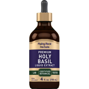 Holy Basil Tulsi Liquid Extract Alcohol Free, 4 fl oz (118 mL) Dropper Bottle