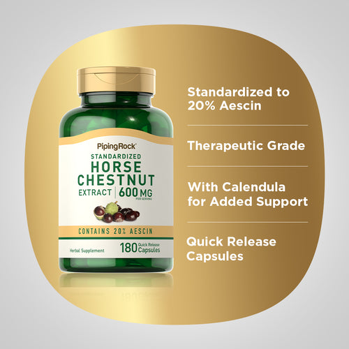 Horse Chestnut (Standardized Extract), 600 mg (per serving), 180 Quick Release Capsules Benefits