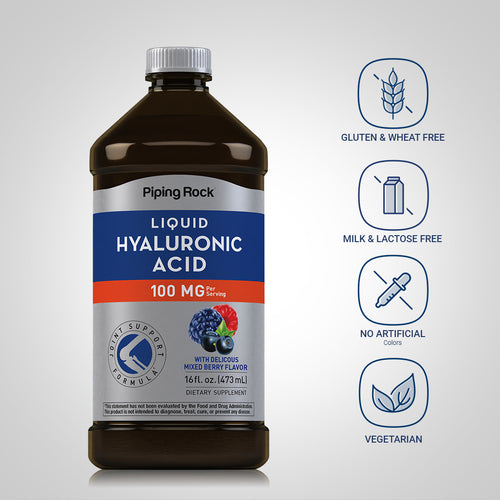 Hyaluronic Acid Liquid (Mixed Berry), 100 mg (per serving), 16 fl oz (473 mL) Bottle Dietary Attributes