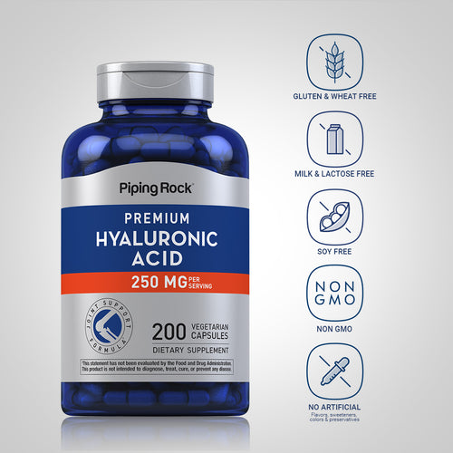 Hyaluronic Acid, 250 mg (per serving), 200 Quick Release Capsules Dietary Attributes 