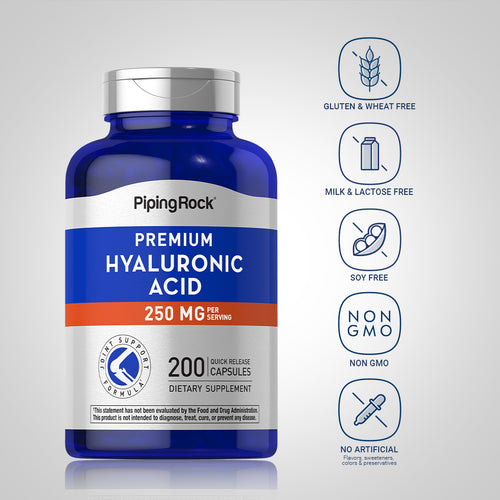 Hyaluronic Acid, 250 mg (per serving), 200 Quick Release Capsules Dietary Attributes