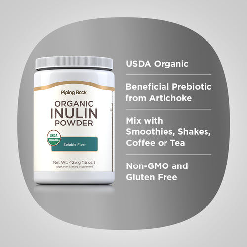 Inulin Prebiotic FOS Powder (Organic), 15 oz (425 g) Bottle