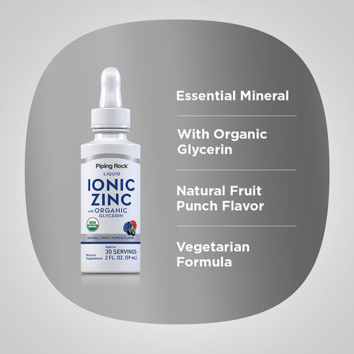 Ionic Zinc Liquid (Organic) (Fruit Punch), 2 fl oz (59 mL) Dropper Bottle Benefits