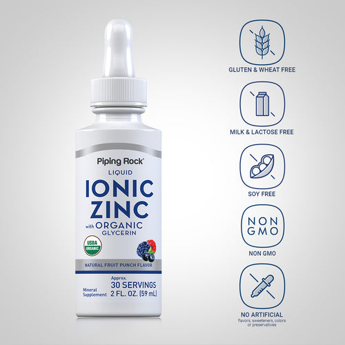 Ionic Zinc Liquid (Organic) (Fruit Punch), 2 fl oz (59 mL) Dropper Bottle Dietary Attributes