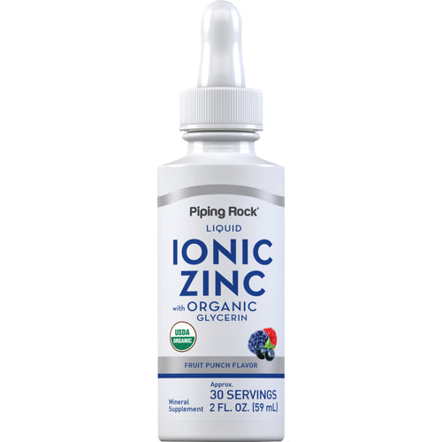 Ionic Zinc Liquid (Organic) (Fruit Punch), 2 fl oz (59 mL) Dropper Bottle