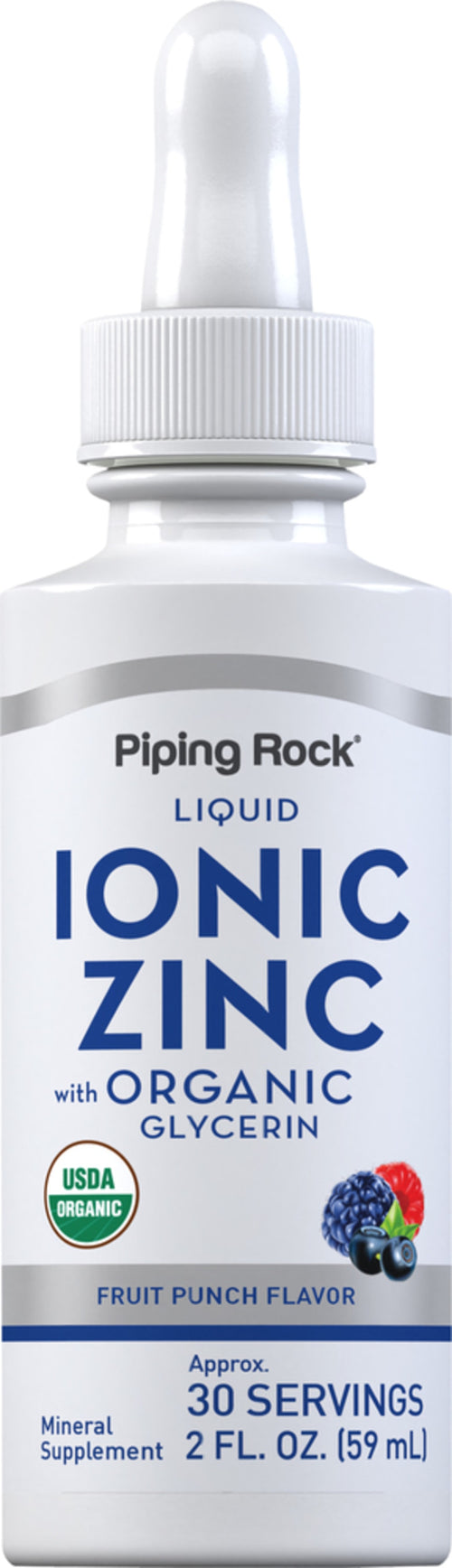 Ionic Zinc Liquid (Organic) (Fruit Punch), 2 fl oz (59 mL) Dropper Bottle